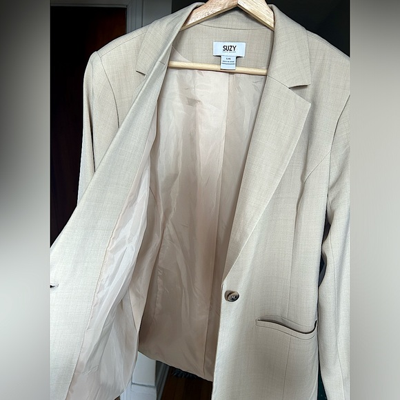 NWOT Suzy Shier Blazer | Beige | Size Large/L - Picture 3 of 5